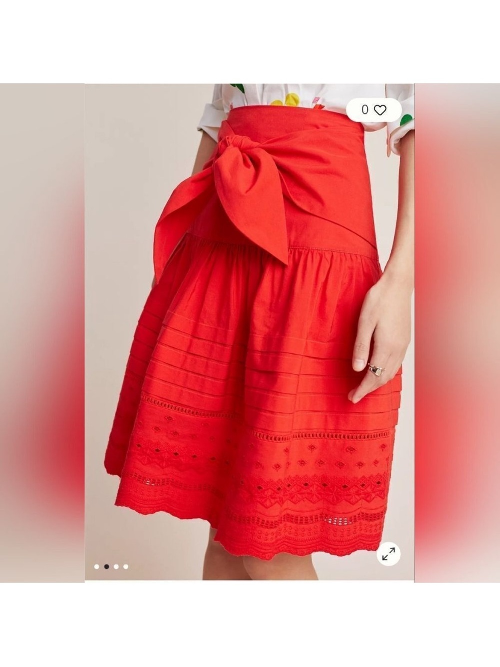 Anthropologie Maeve Paix Skirt Red Size‎ 4